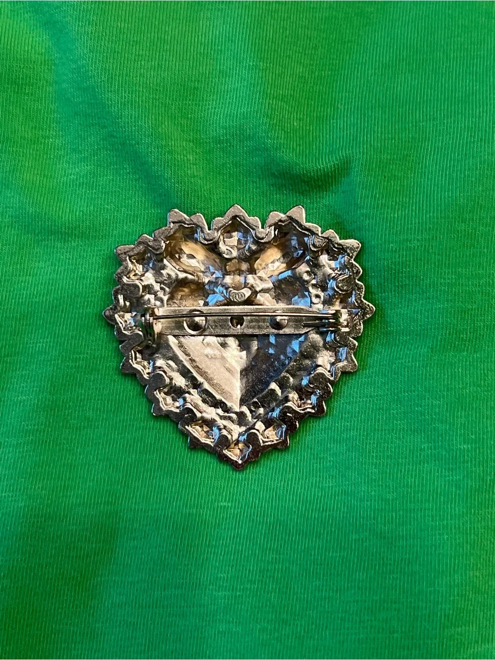 Dolce & Gabbana Silver Heart Brooch with Filigree Bow